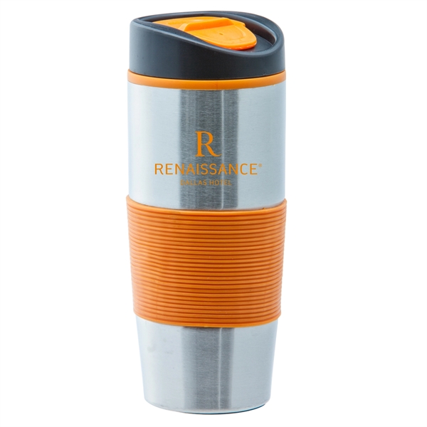 15 oz stainless steel tumbler with a rubber grip and slide... from ASI 90859 Tempo Industries Inc / Tempoline