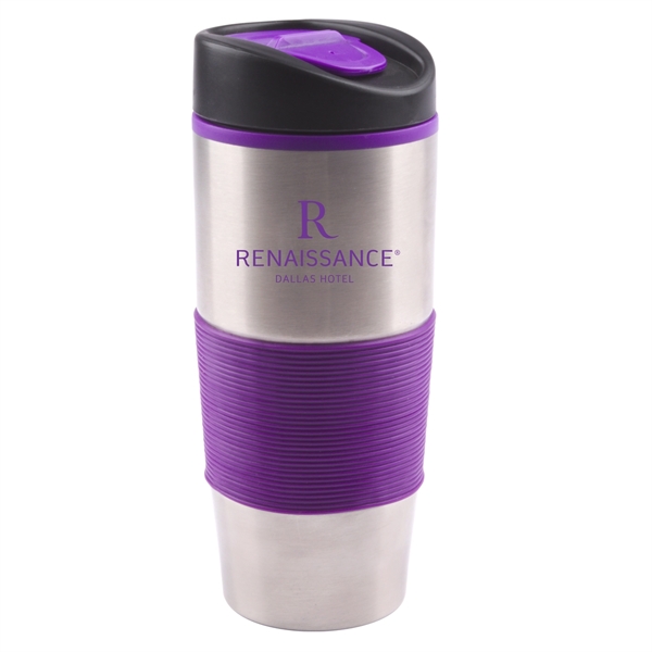 15 oz stainless steel tumbler with a rubber grip and slide... from ASI 90859 Tempo Industries Inc / Tempoline