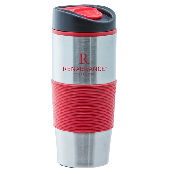 15 oz stainless steel tumbler with a rubber grip and slide... from ASI 90859 Tempo Industries Inc / Tempoline