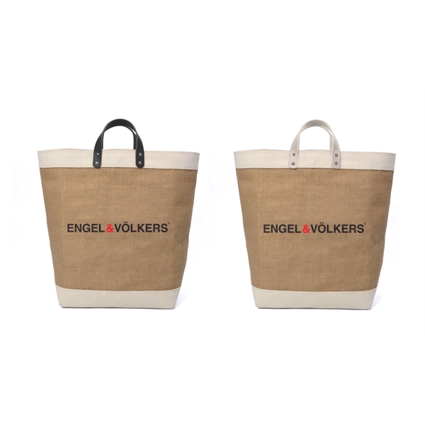 Made in USA - Burlap Tote with Real Leather Handles with... from ASI 65952 ZZ DROPPED -LBU Inc / LBU