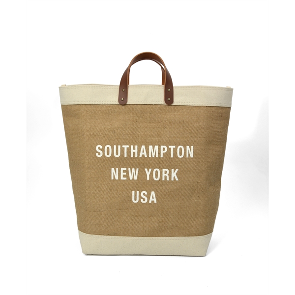 Made in USA - Burlap Tote with Real Leather Handles with... from ASI 65952 ZZ DROPPED -LBU Inc / LBU