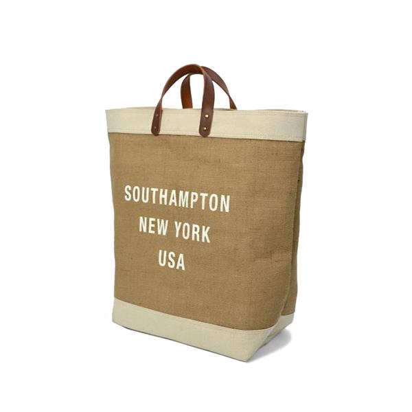 Made in USA - Burlap Tote with Real Leather Handles with... from ASI 65952 ZZ DROPPED -LBU Inc / LBU