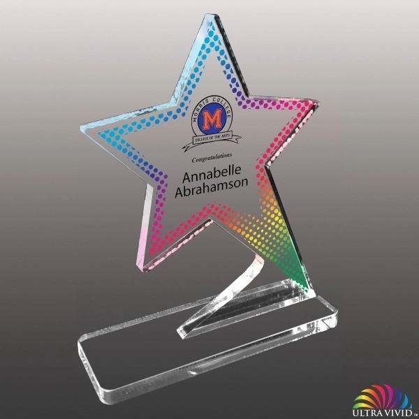 3/8" thick acrylic award with star shape, clear base and customization.... from ASI 72521 Morris Magnets