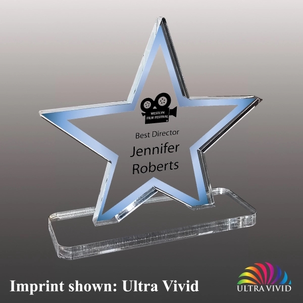 3/8" thick acrylic award with star shape, clear base and customization.... from ASI 72521 Morris Magnets