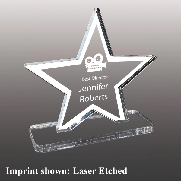 3/8" thick acrylic award with star shape, clear base and customization.... from ASI 72521 Morris Magnets