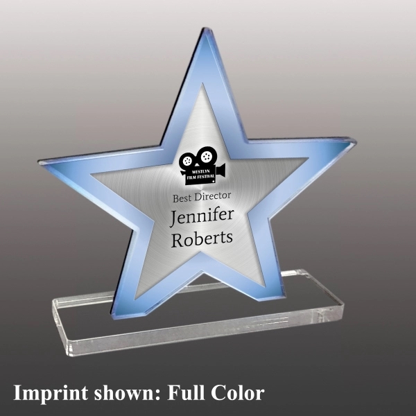 3/8" thick acrylic award with star shape, clear base and customization.... from ASI 72521 Morris Magnets