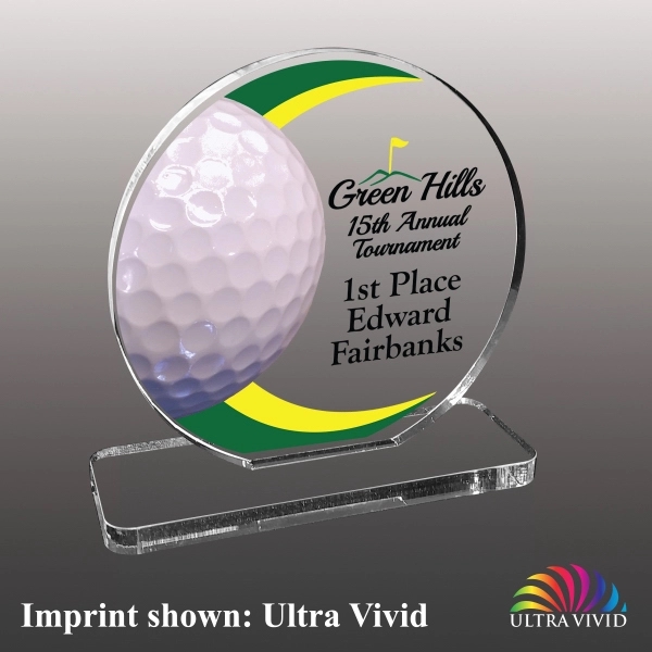 Golf themed acrylic award with 3/8" thickness and multiple size options.... from ASI 72521 Morris Magnets