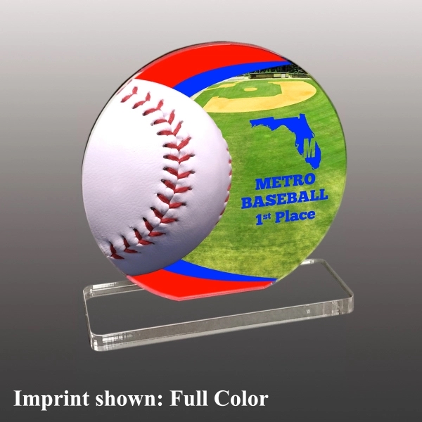 Baseball themed acrylic award with 3/8" thickness and multiple size options.... from ASI 72521 Morris Magnets