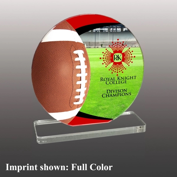 Football themed acrylic award with 3/8" thickness and multiple size options.... from ASI 72521 Morris Magnets