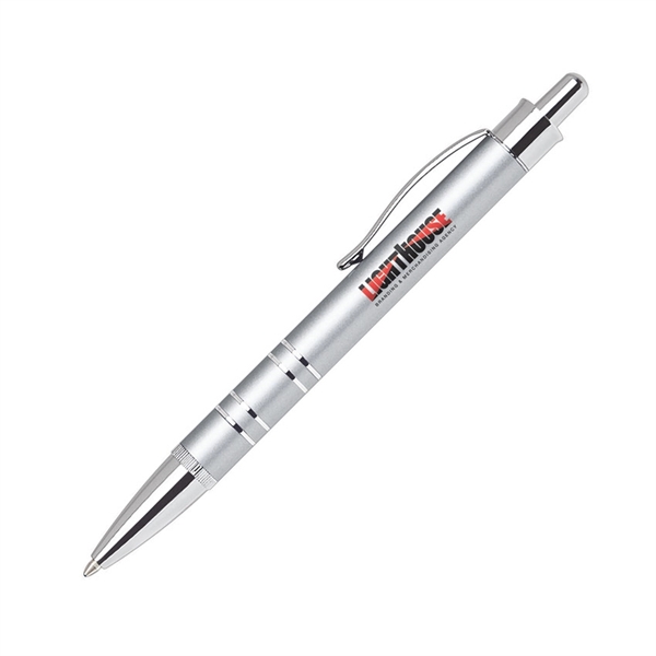 Aluminum click-action ballpoint pen with a slim and sleek barrel featuring... from ASI 68190 Lungsal / Lungsal