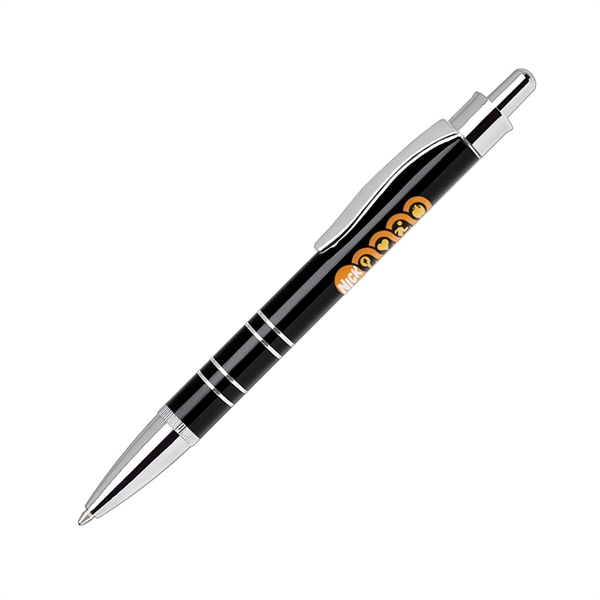 Aluminum click-action ballpoint pen with a slim and sleek barrel featuring... from ASI 68190 Lungsal / Lungsal