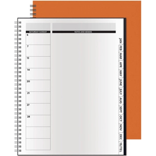 Vertical monthly planner with foil or deboss imprint that measures 8.5"... from ASI 91340 Journalbooks/Timeplanner Calendars