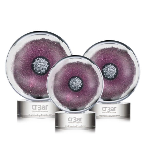 Round hand blown work of art award with a complimenting ebony... from ASI 84592 St Regis Group / St Regis