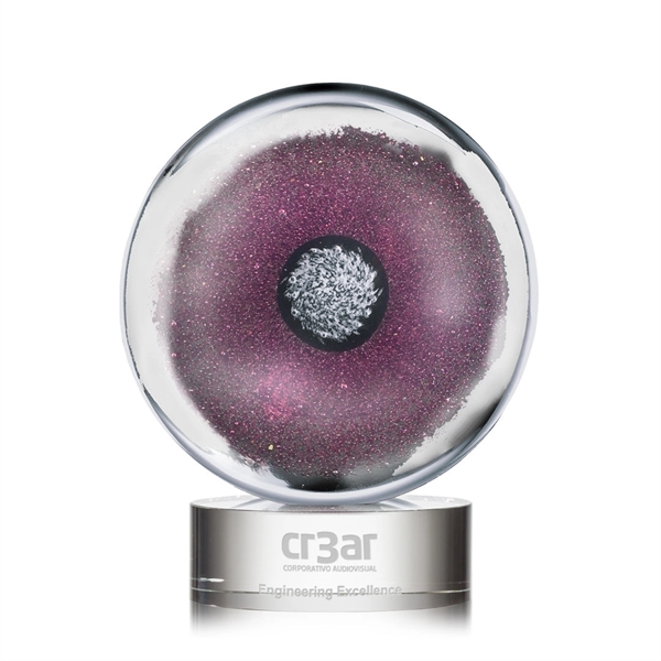 Round hand blown work of art award with a complimenting ebony... from ASI 84592 St Regis Group / St Regis