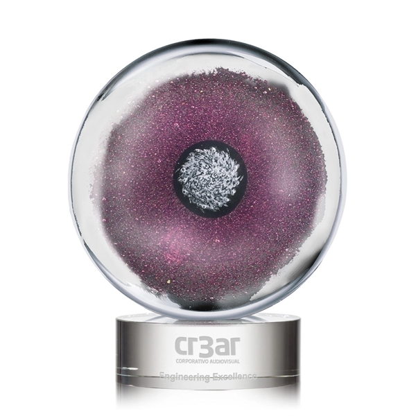 Round hand blown work of art award with a complimenting ebony... from ASI 84592 St Regis Group / St Regis