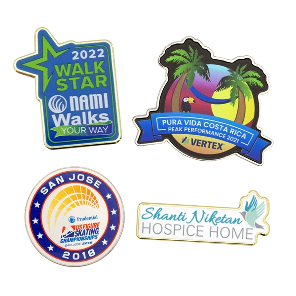 Custom shape die struck brass lapel pin in assorted sizes and... from ASI 52263 EMT