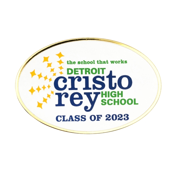 Custom shape die struck brass lapel pin in assorted sizes and... from ASI 52263 EMT