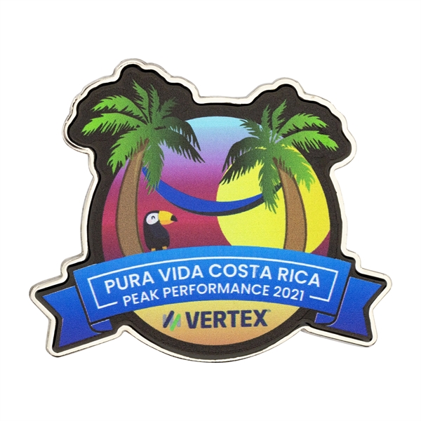 Custom shape die struck brass lapel pin in assorted sizes and... from ASI 52263 EMT