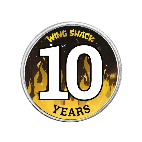 Stock shape lapel pins in assorted sizes with full color laminate... from ASI 52263 EMT