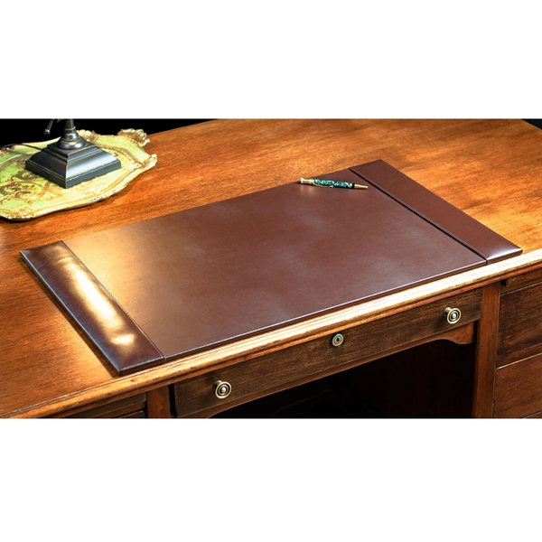 Dark brown leather side rail desk pad measuring 30" x 18"... from ASI 48125 Dacasso / DaCasso