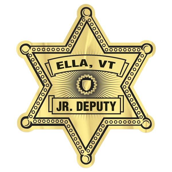 Sheriff Star Paper Lapel Sticker On Roll.... from ASI 56950 Gill Studios Inc / Gill-Line®