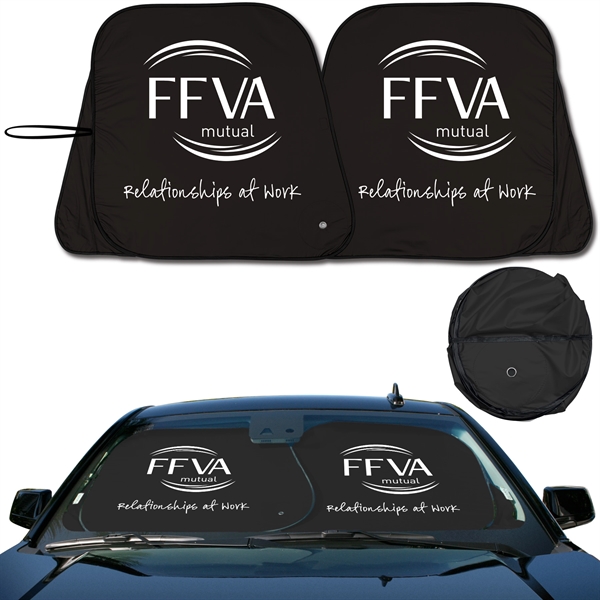 Classic Black  Patented  collapsible fabric sunshade dual panel with... from ASI 37586 Auto-Sun-shade/Intertek