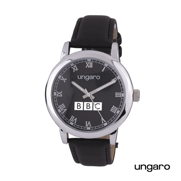 Ungaro® Primo Leather Watch's dashing crisp black leather strap is perfectly... from ASI 84592 St Regis Group