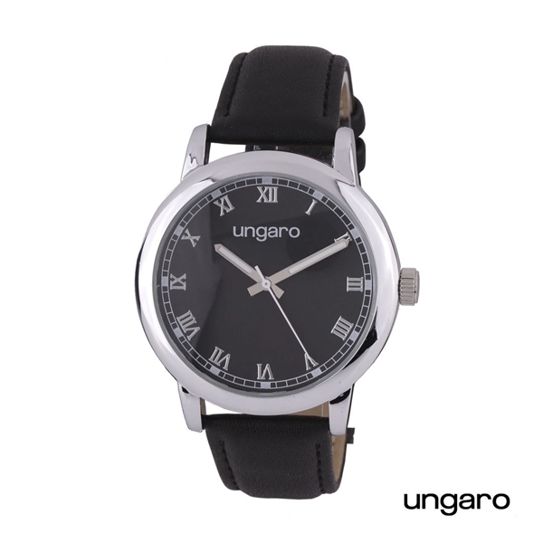 Ungaro® Primo Leather Watch's dashing crisp black leather strap is perfectly... from ASI 84592 St Regis Group