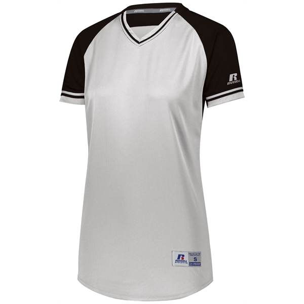 Ladies Baseball V-Neck Jersey with 100% polyester double knit with color... from ASI 37461 Augusta Sportswear