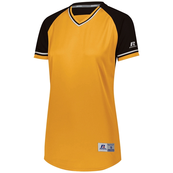 Ladies Baseball V-Neck Jersey with 100% polyester double knit with color... from ASI 37461 Augusta Sportswear