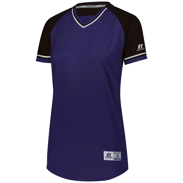 Ladies Baseball V-Neck Jersey with 100% polyester double knit with color... from ASI 37461 Augusta Sportswear
