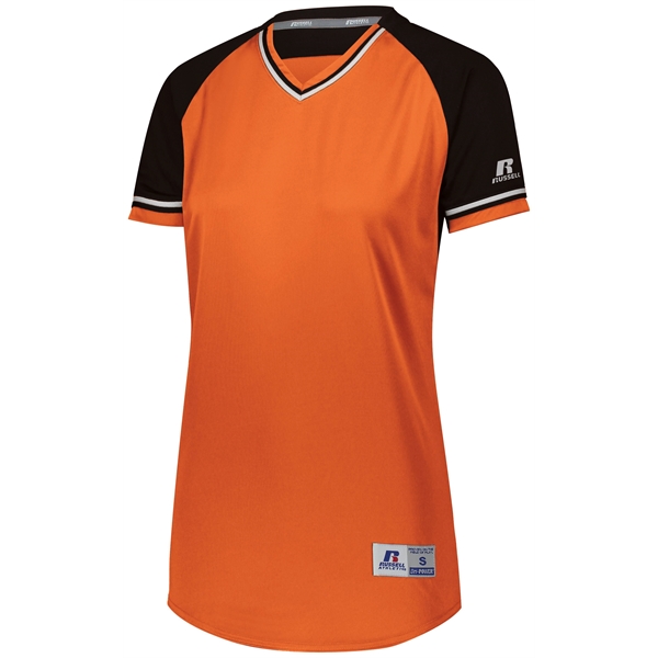 Ladies Baseball V-Neck Jersey with 100% polyester double knit with color... from ASI 37461 Augusta Sportswear