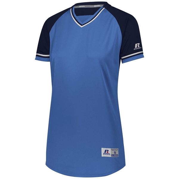 Ladies Baseball V-Neck Jersey with 100% polyester double knit with color... from ASI 37461 Augusta Sportswear