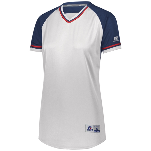 Ladies Baseball V-Neck Jersey with 100% polyester double knit with color... from ASI 37461 Augusta Sportswear
