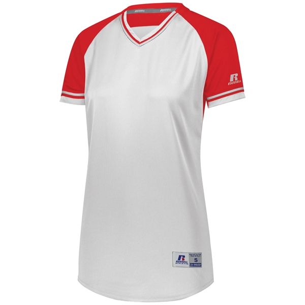 Ladies Baseball V-Neck Jersey with 100% polyester double knit with color... from ASI 37461 Augusta Sportswear