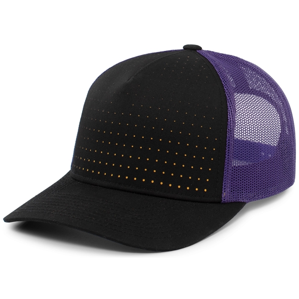 Perforated 5-Panel Trucker Snapback Cap with a poly/cotton blend.... from ASI 37461 Augusta Sportswear / Pacific Headwear