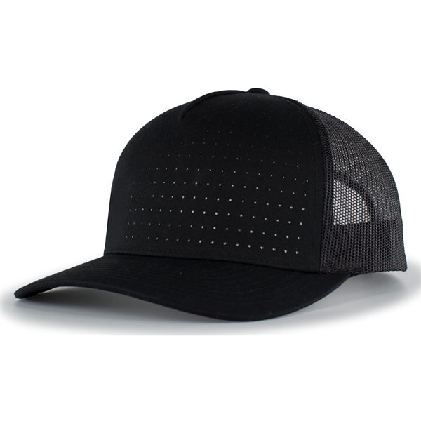 Perforated 5-Panel Trucker Snapback Cap with a poly/cotton blend.... from ASI 37461 Augusta Sportswear / Pacific Headwear