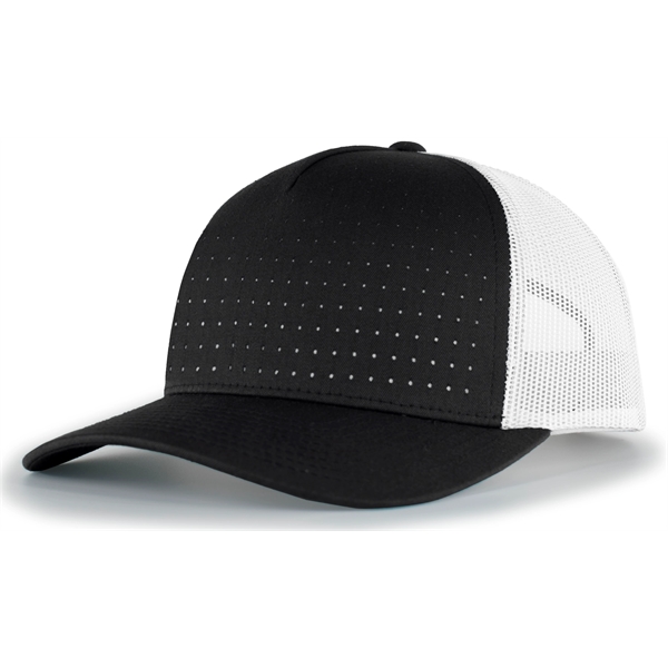 Perforated 5-Panel Trucker Snapback Cap with a poly/cotton blend.... from ASI 37461 Augusta Sportswear / Pacific Headwear