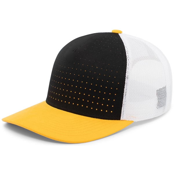 Perforated 5-Panel Trucker Snapback Cap with a poly/cotton blend.... from ASI 37461 Augusta Sportswear / Pacific Headwear