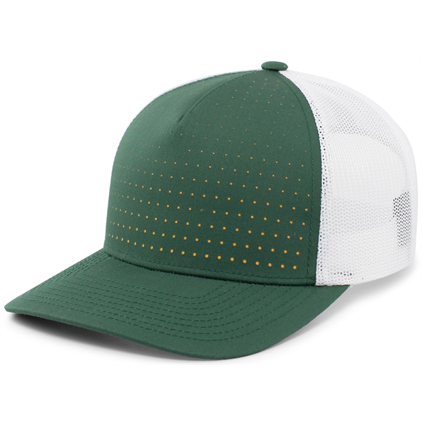 Perforated 5-Panel Trucker Snapback Cap with a poly/cotton blend.... from ASI 37461 Augusta Sportswear / Pacific Headwear