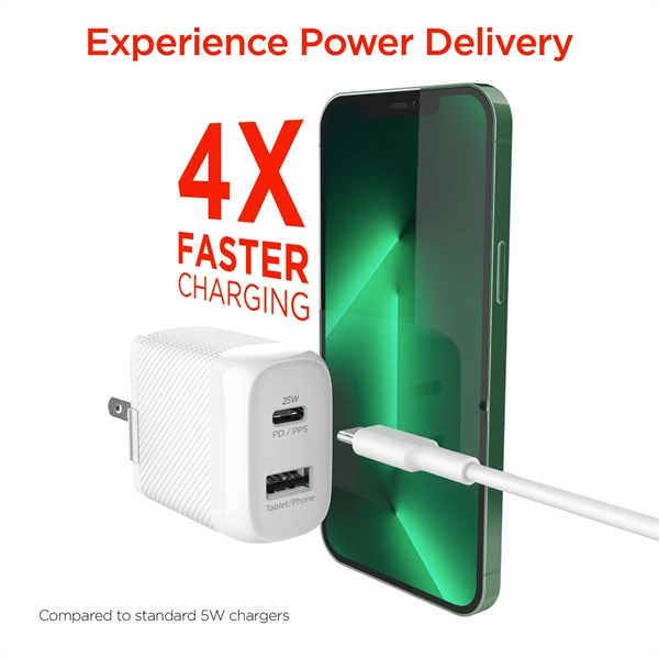 HyperGear Dual Wall Charger with 25W USB-C PD/PPS and 12W USB... from ASI 61005 Hirsch Gift Inc