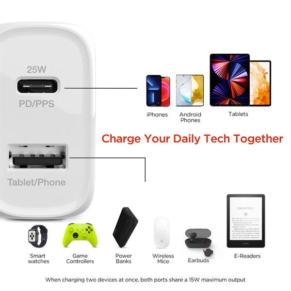 HyperGear Dual Wall Charger with 25W USB-C PD/PPS and 12W USB... from ASI 61005 Hirsch Gift Inc