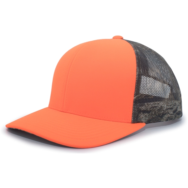 Camo Snapback Trucker Cap with sublimated camo front panels.... from ASI 37461 Augusta Sportswear / Pacific Headwear