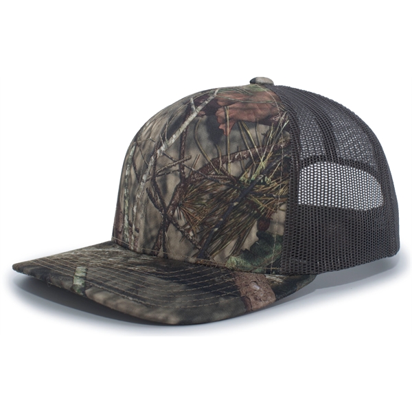 Camo Snapback Trucker Cap with sublimated camo front panels.... from ASI 37461 Augusta Sportswear / Pacific Headwear