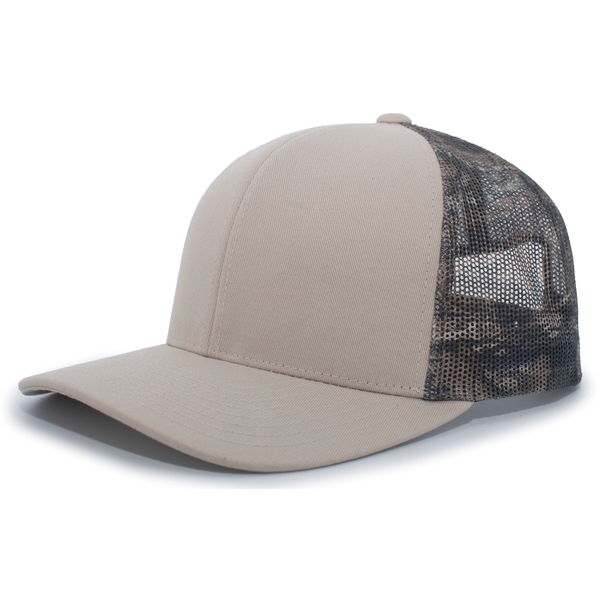 Camo Snapback Trucker Cap with sublimated camo front panels.... from ASI 37461 Augusta Sportswear / Pacific Headwear