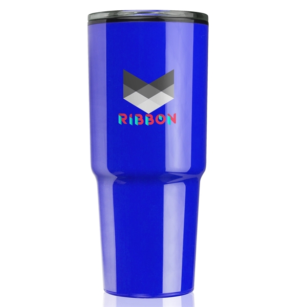 Customizable 32-ounce plastic double-walled travel mug with color coordinated sliding lid.... from ASI 39552 BEL Promo