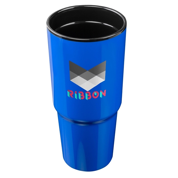 Customizable 32-ounce plastic double-walled travel mug with color coordinated sliding lid.... from ASI 39552 BEL Promo