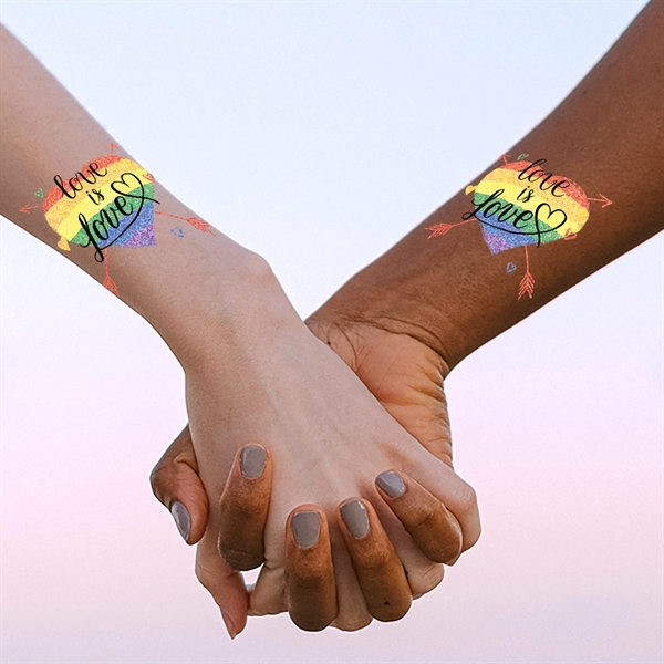 Glitter up with 3"x3" rainbow glitter tattoos with ample space for... from ASI 43530 California Tattoos
