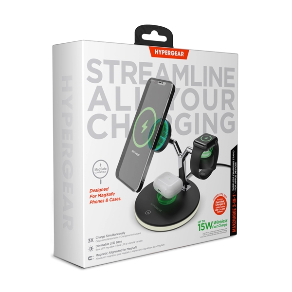 HyperGear MaxCharge 3-in-1 MagSafe Wireless Charging Stand for iPhone 12 &... from ASI 61005 Hirsch Gift Inc