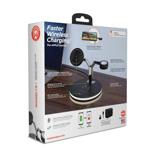 HyperGear MaxCharge 3-in-1 MagSafe Wireless Charging Stand for iPhone 12 &... from ASI 61005 Hirsch Gift Inc